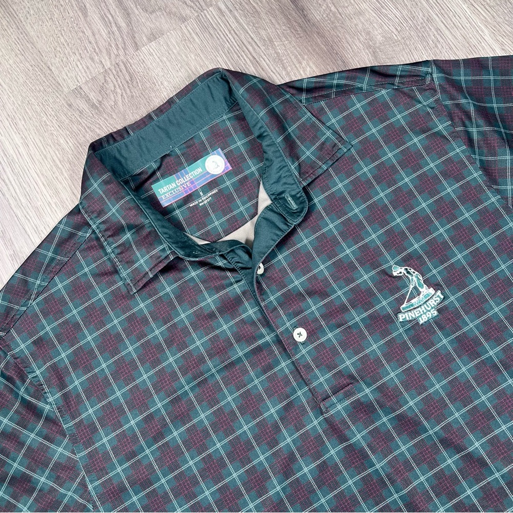 Tartan Collection Polo Shirt Mens S Plaid Check Pinehurst Golf Green Donald Ross